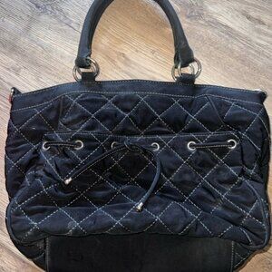 Vera‎ Bradley Black Large Quilted Microfiber Tote Bag Pockets Floral Lining